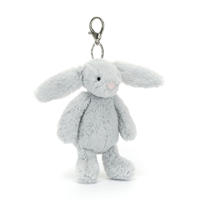 front view of silver Bashful Bunny Bag Charm Plush Toy