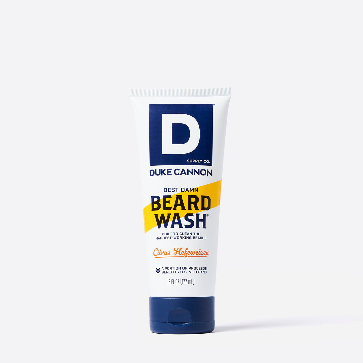 front side view of a tube of Duke Cannon Beard Wash on a white background 