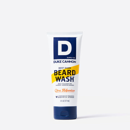 front side view of a tube of Duke Cannon Beard Wash on a white background 