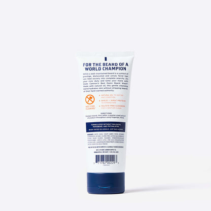 back side view of a tube of Duke Cannon Beard Wash on a white background 