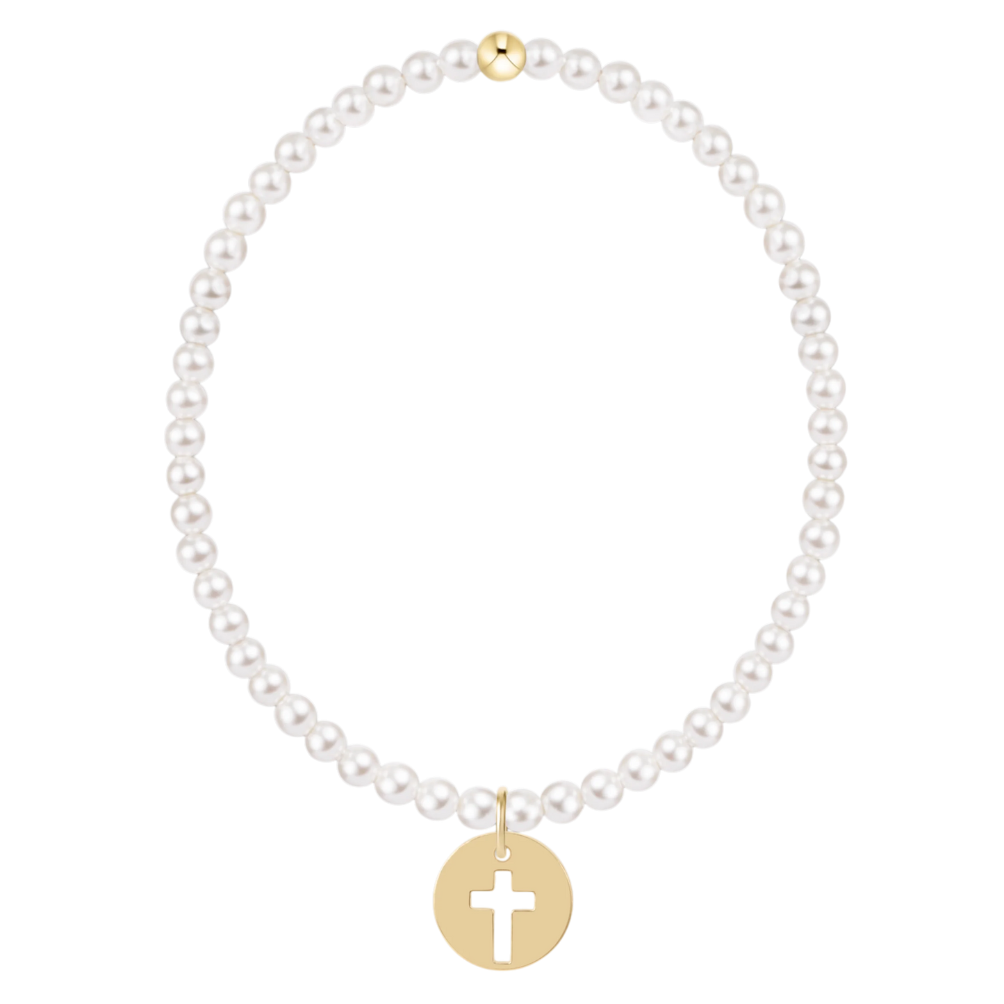 enewton classic pearl bracelet with blessed (cross)  gold disc