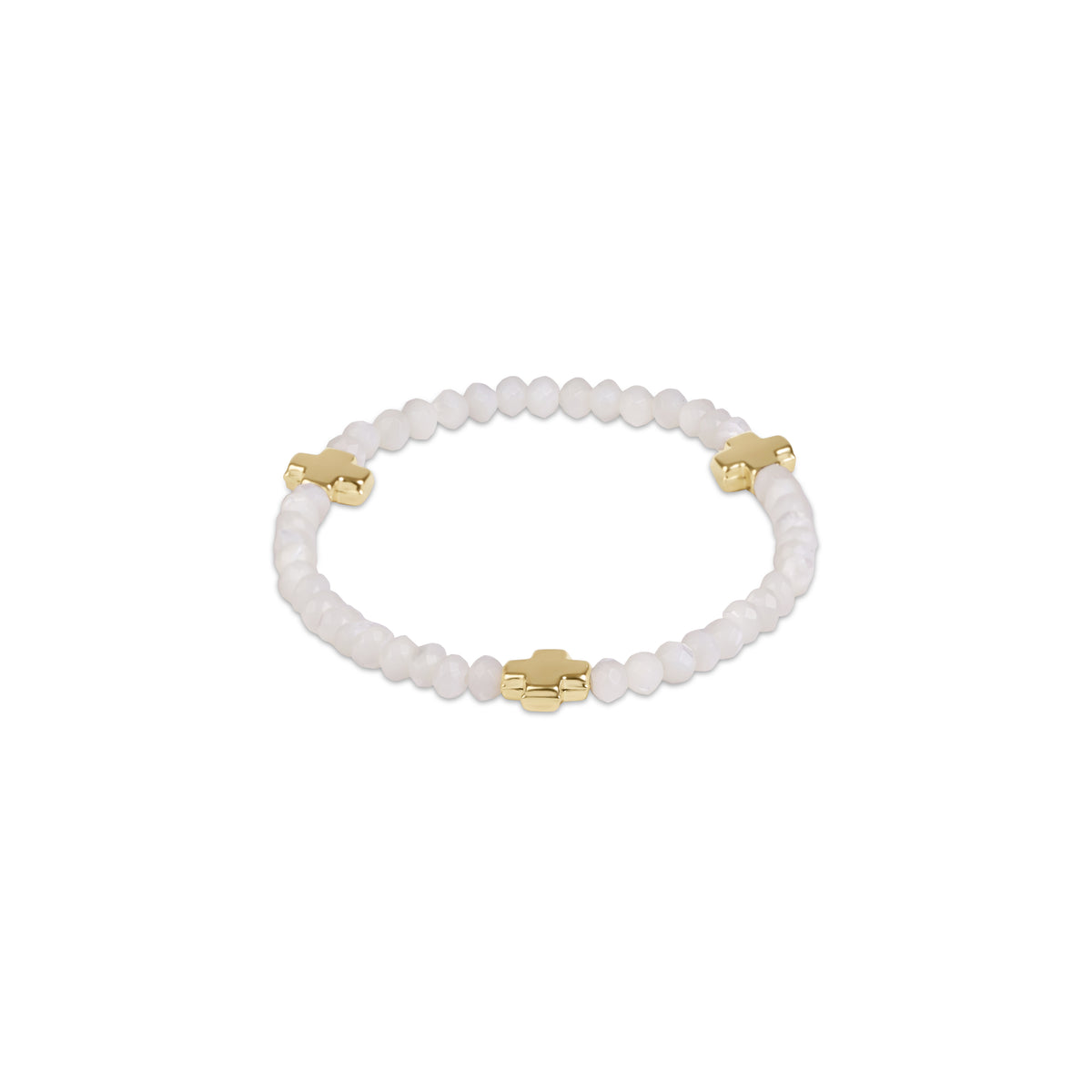 the Extends Signature Cross Gold 4mm Gemstone Bracelet, Mother Of Pearl