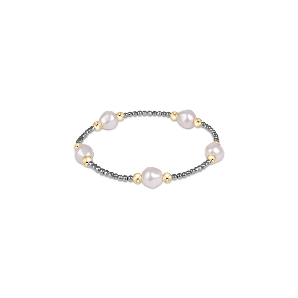 the Extends Purpose Admire Pearl 8mm Silver Faceted Hematite Bracelet