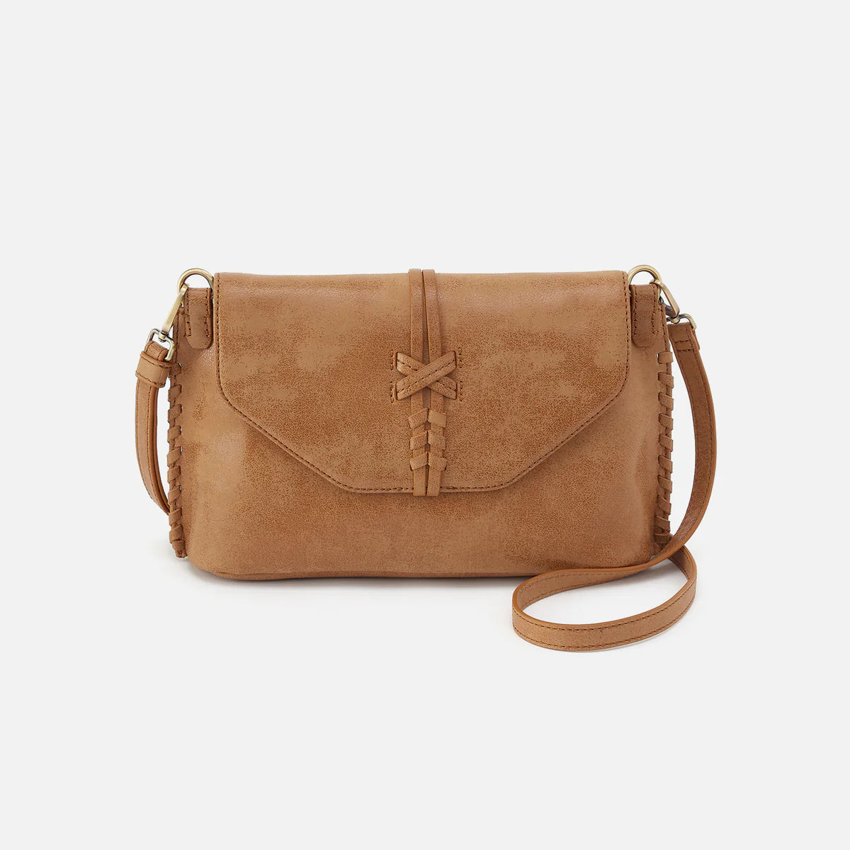 front view of expedition crossbody in whiskey