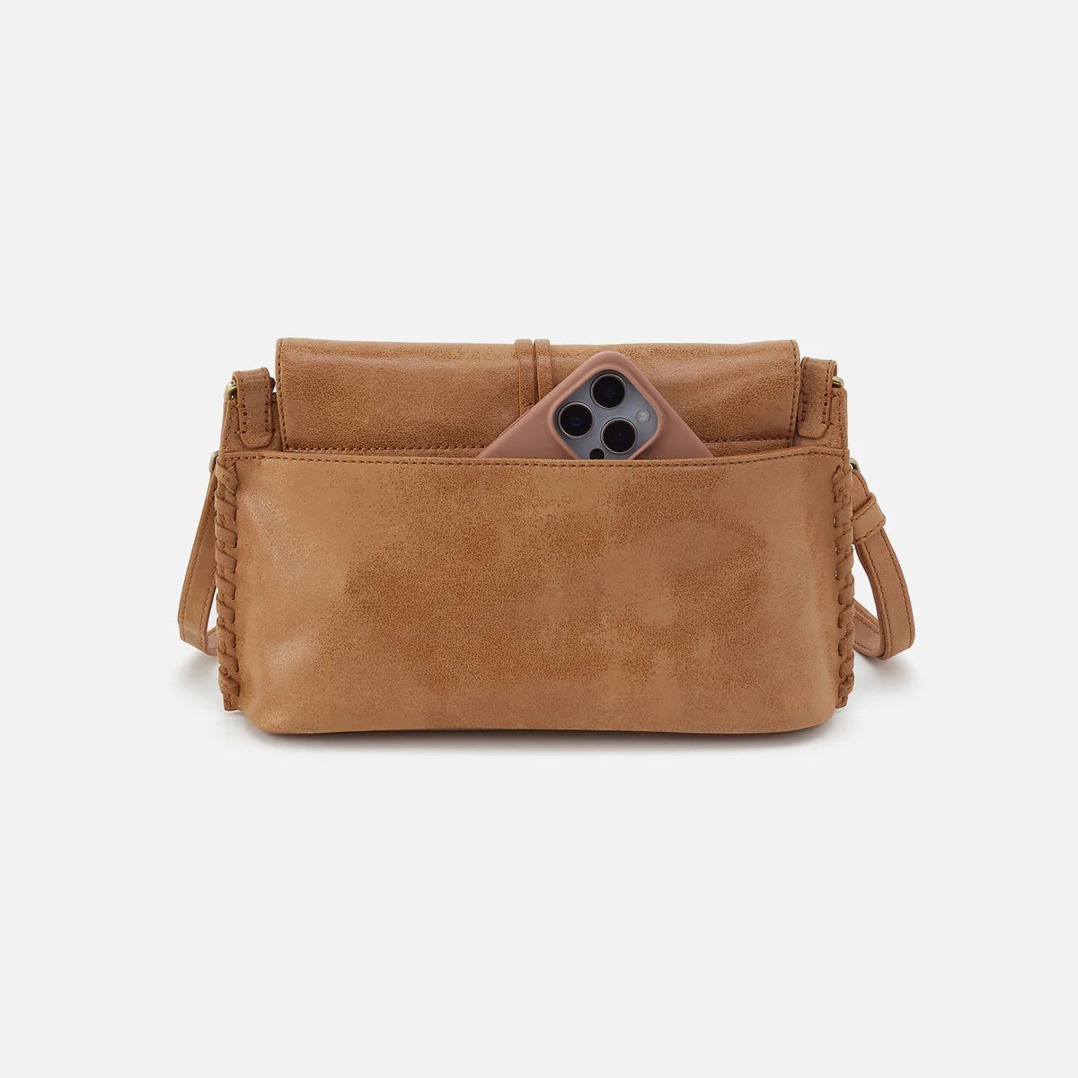 back view of expedition crossbody in whiskey