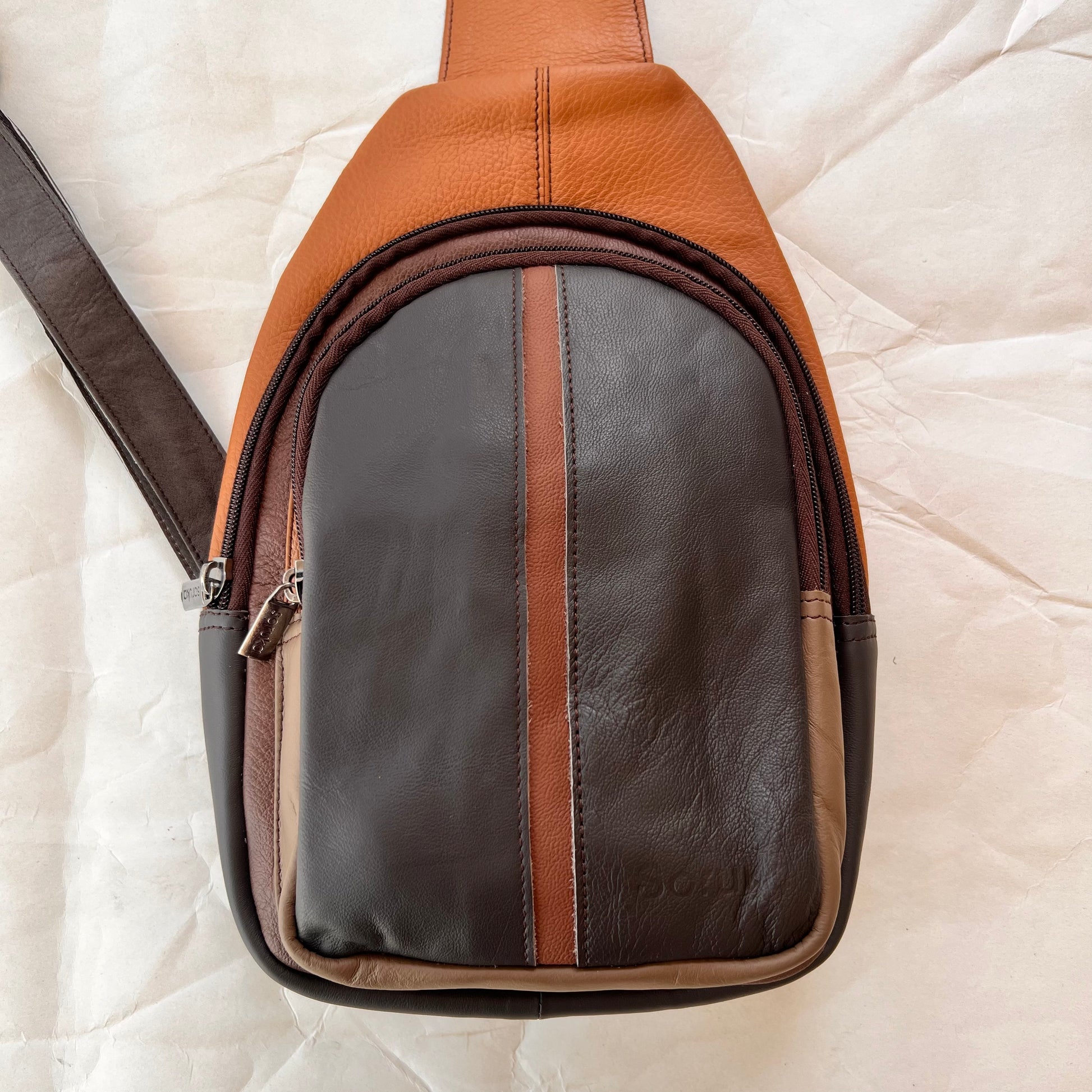 front view of Charcoal Gregg sling bag.