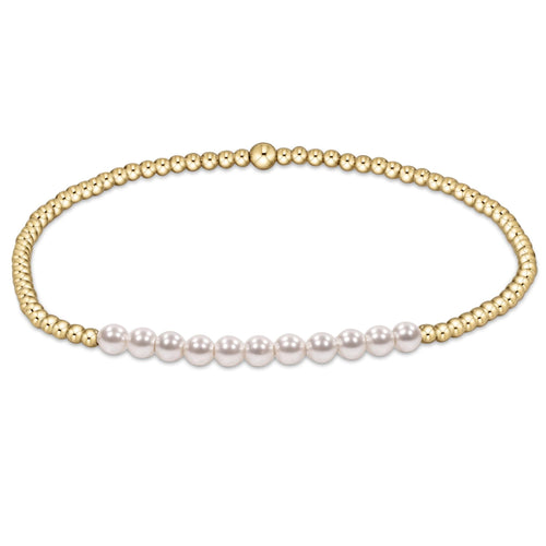 Gold Bliss 2mm Bead Bracelet, Pearl