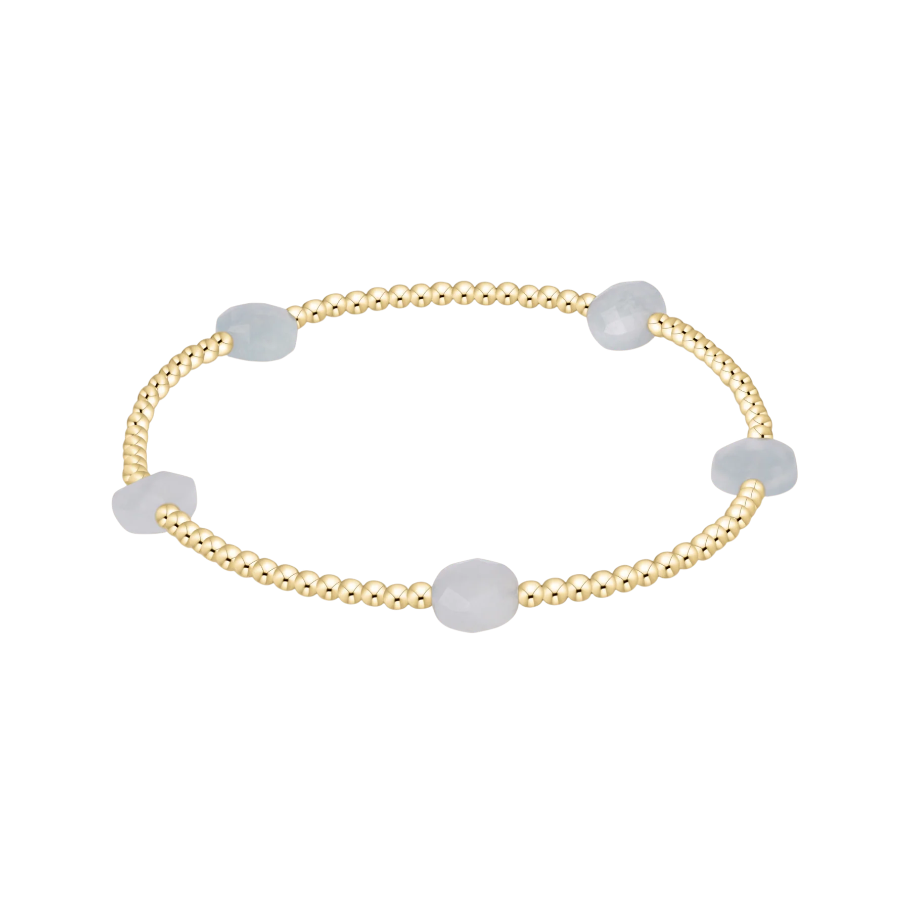 enewton Admire Small Gem 2mm Gold Bracelet in Aquamarine