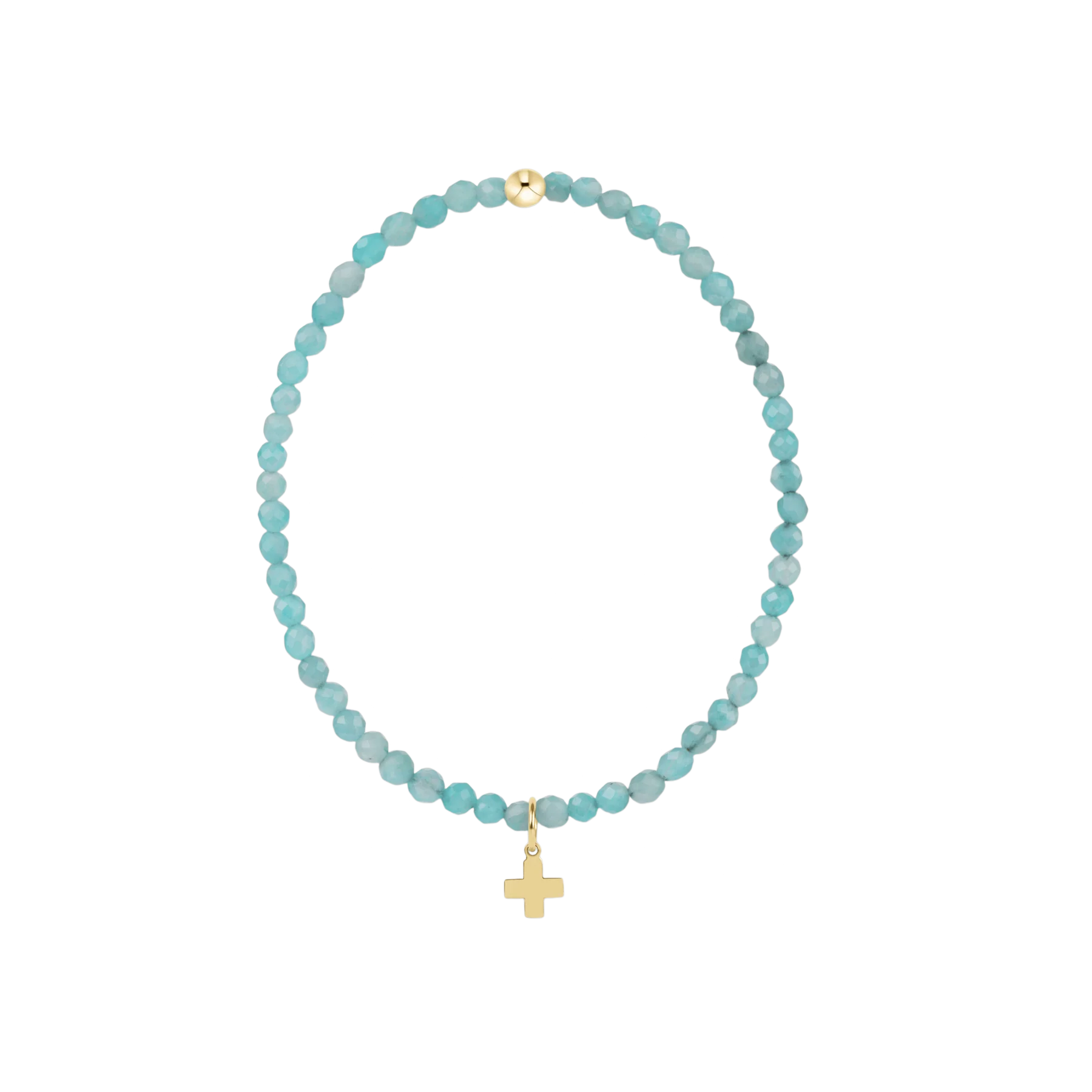 eneweton Classic Amazonite 3mm Bracelet Signature Cross Gold Charm