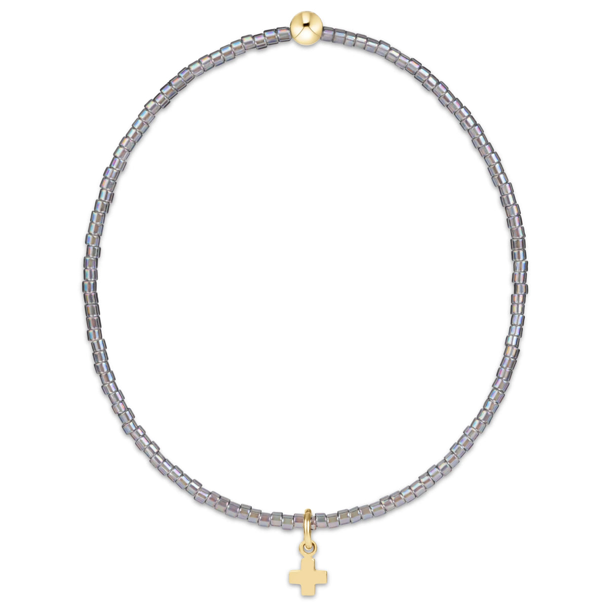 Hope Classic Bracelet Signature Cross Small Gold Charm, Morning Mist