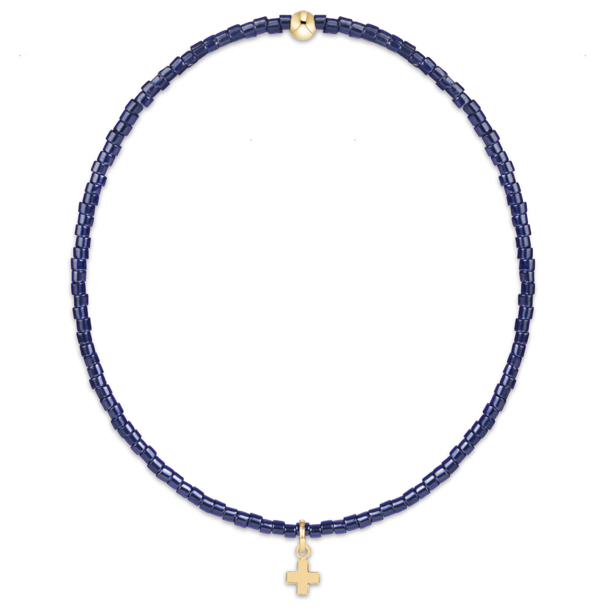 Hope Classic Bracelet Signature Cross Small Gold Charm, Navy