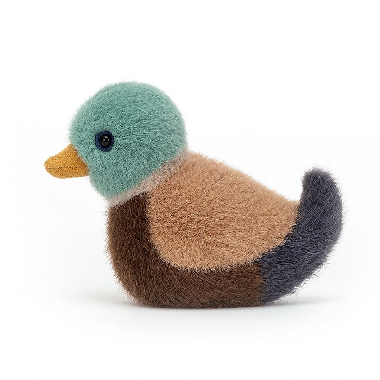 side view of the Birdling Mallard Plush Toy displayed against a white background