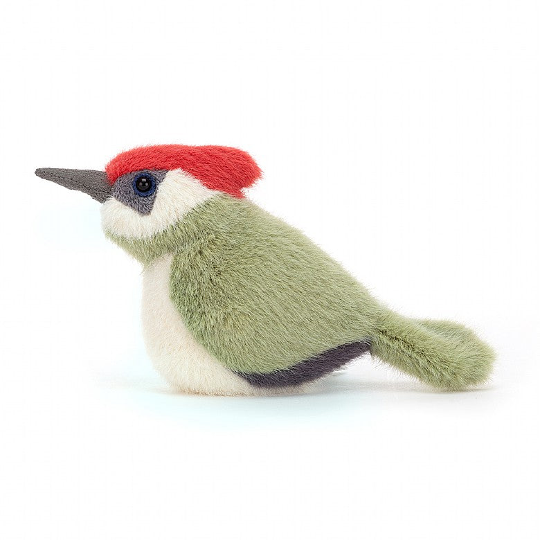 side view of the Birdling Woodpecker Plush Toy displayed against a white background