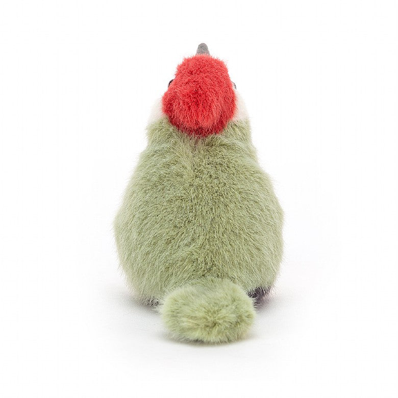 back view of the Birdling Woodpecker Plush Toy displayed against a white background