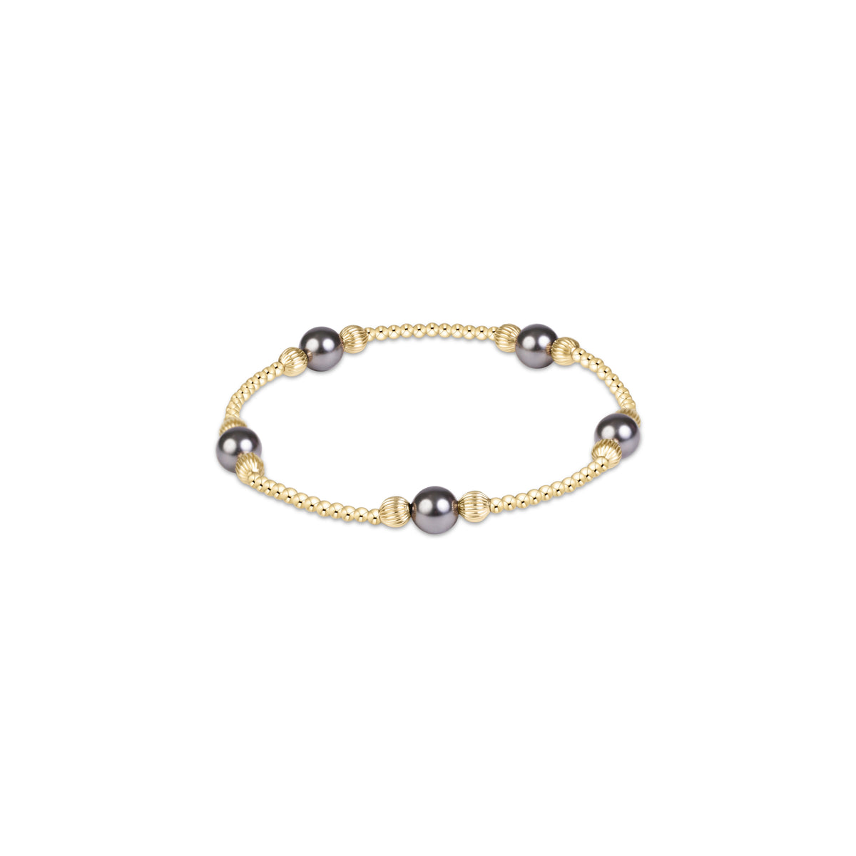 the Purpose Pearl Dark Grey 6mm Dignity Gold Bracelet