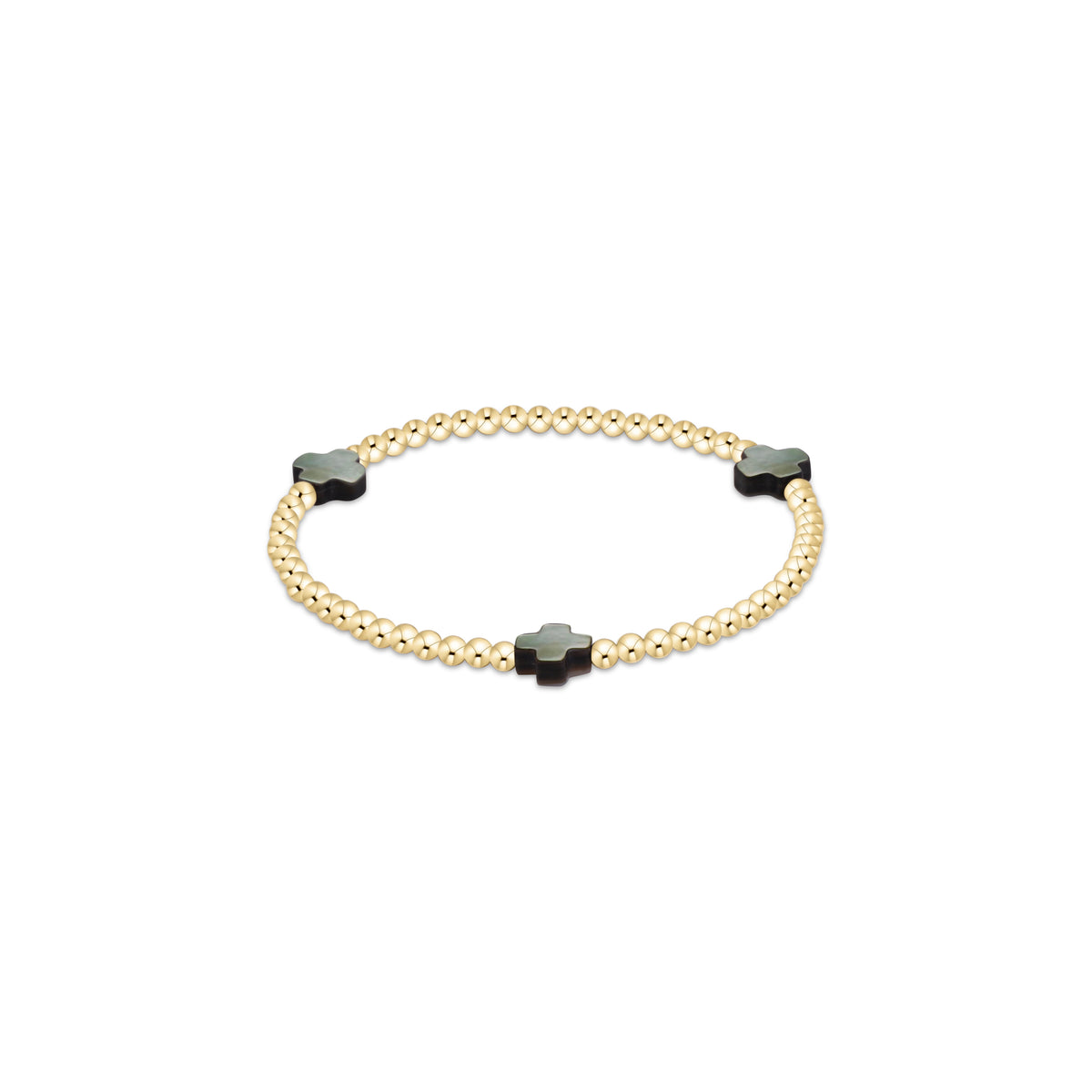 the Signature Cross 3mm Gold Bracelet, Mother Of Pear