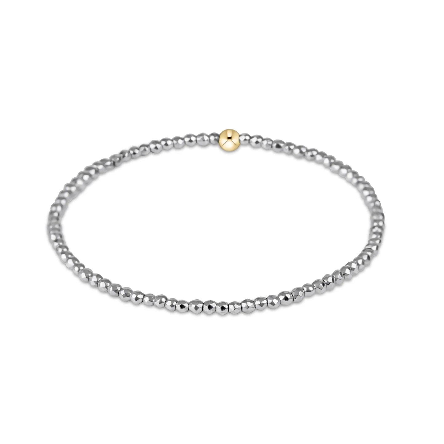 Bright Silver Faceted Hametite 2mm Bead Bracelet