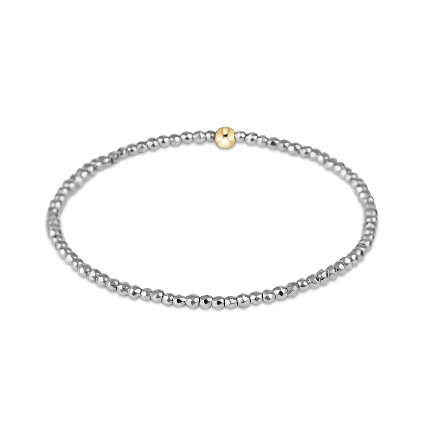 Bright Silver Faceted Hametite 2mm Bead Bracelet