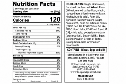 Birthday Cake Crisp Cookies Nutritional Label Ingredients List