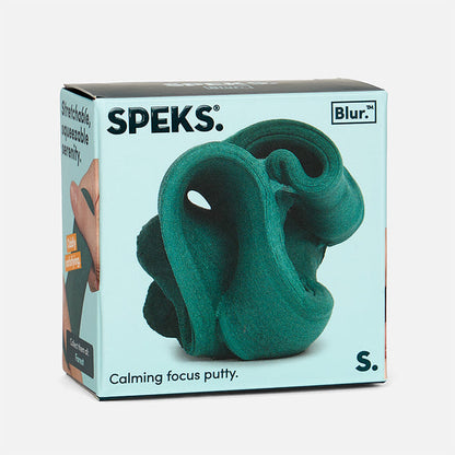 Speks Blur calming focus putty packaging on a light gray background