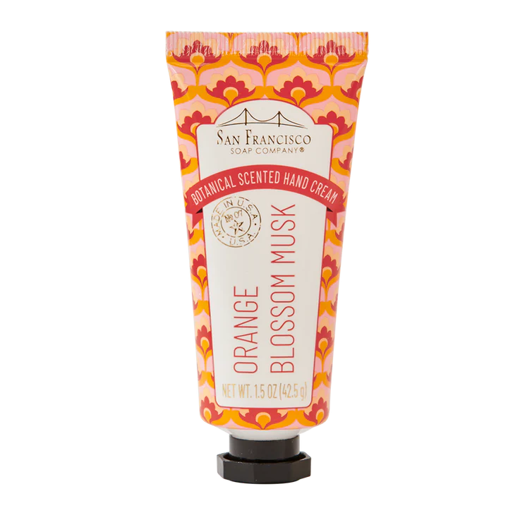 orange tube of Orange Blossom Musk hand cream.