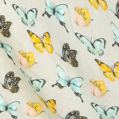 close-up of butterfly fabric.