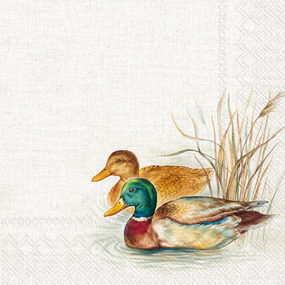 paper napkin with duck artwork printed on it.