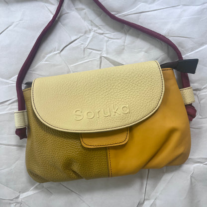 wheat Gianna Crossbody Purse with yellow tab