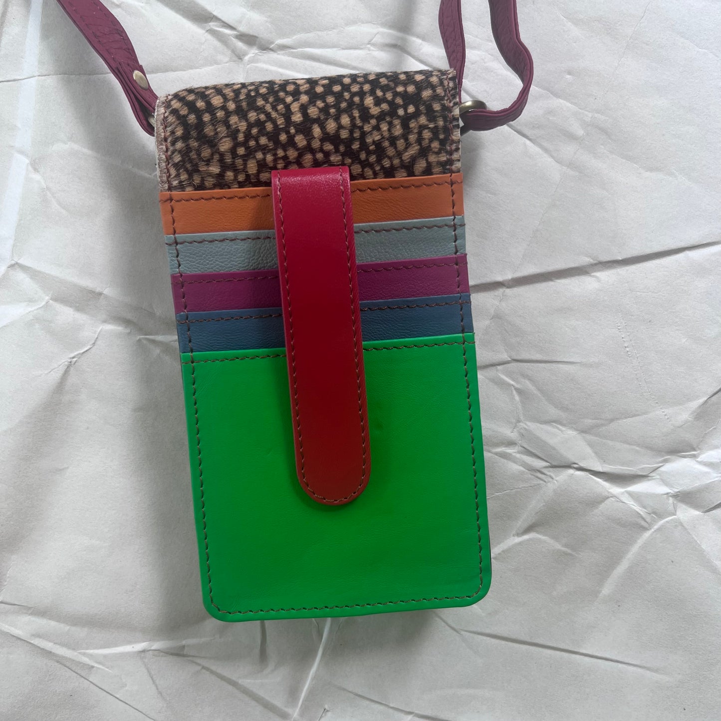 back of Miley Phone Bag with colorful card slots