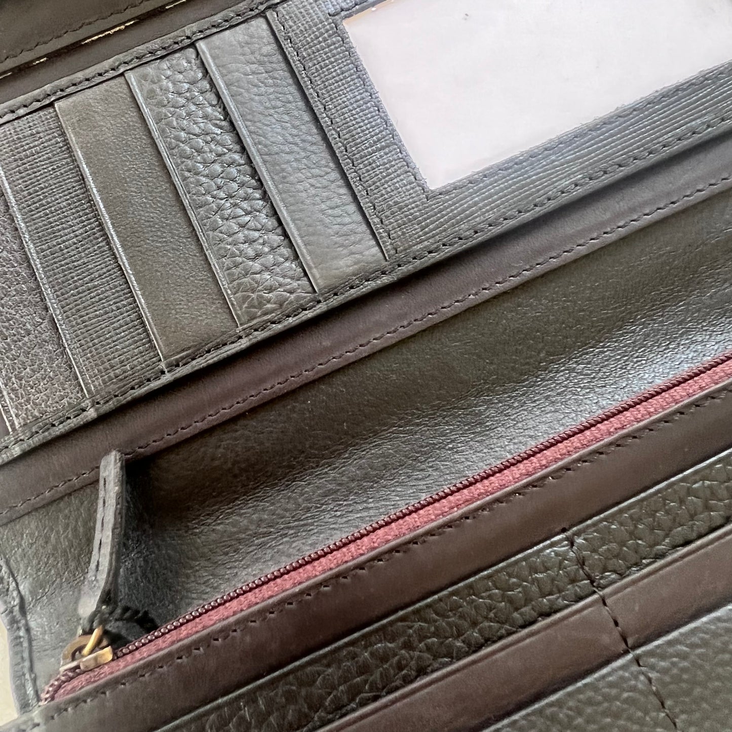 close-up of card slots on raven Judith Wallet
