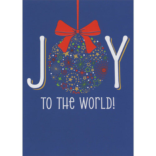 front of card says joy to the world on a blue background