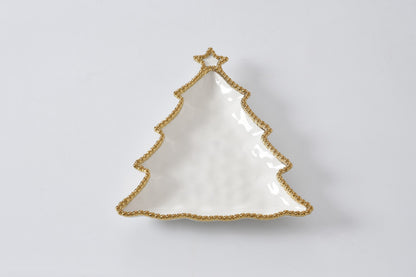 christmas tree shaped platter on a white background
