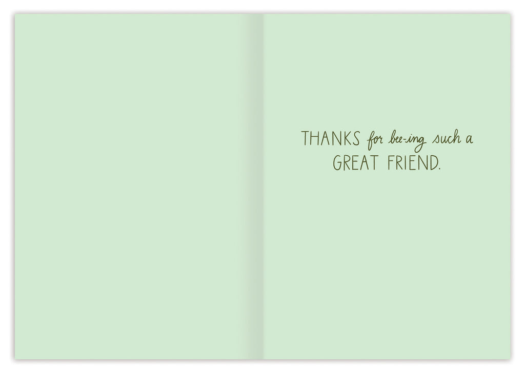 inside view of card is light blue with green text listed in the description
