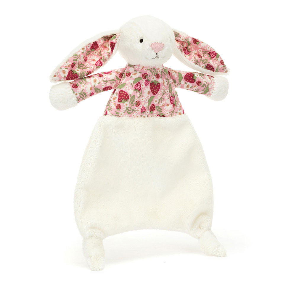 front view of berry Bashful Bunny Comforter Plush Toy