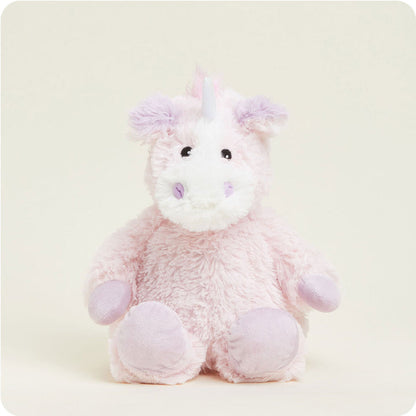 front view of pink unicorn plush toy