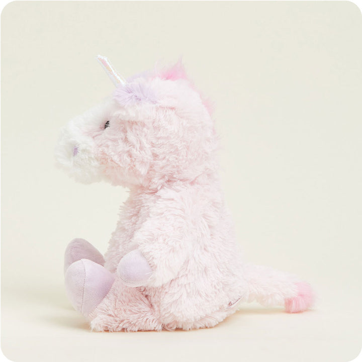 side view of pink unicorn plush toy