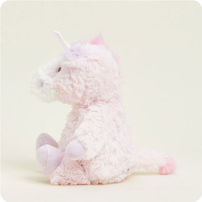 side view of pink unicorn plush toy
