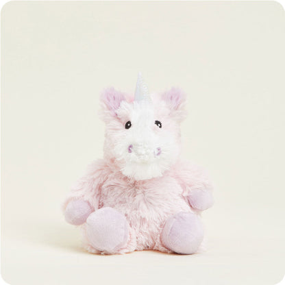 front view of pink unicorn junior plush toy