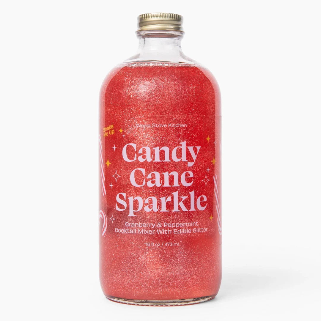Bottle of Candy Cane Sparkle cocktail mixer on a white background