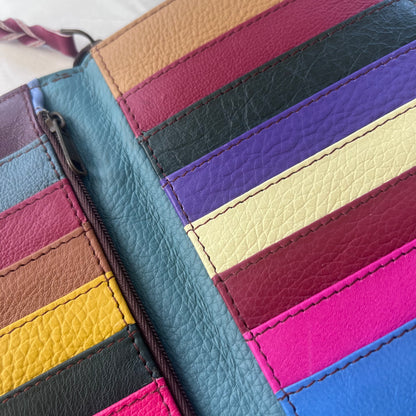close-up of colorful card slots