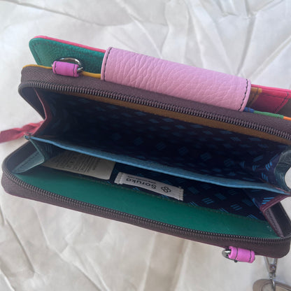 interior view of zippered compartment of pink Beatrice Clutch
