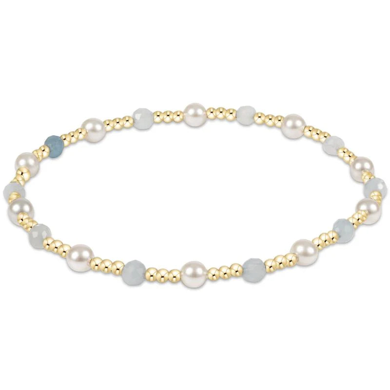 enwton Pearl Sincerity 4mm Gem Bracelet in Aquamarine against a white background