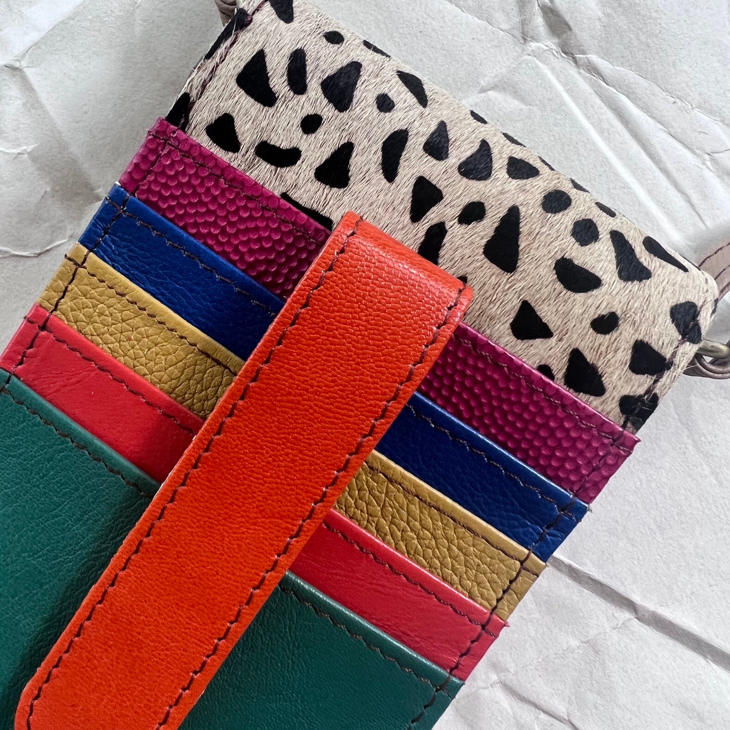 close-up of colorful card slots