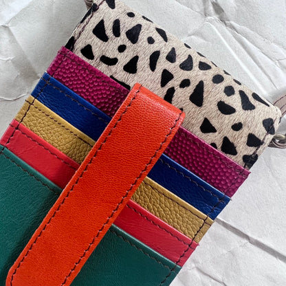 close-up of colorful card slots