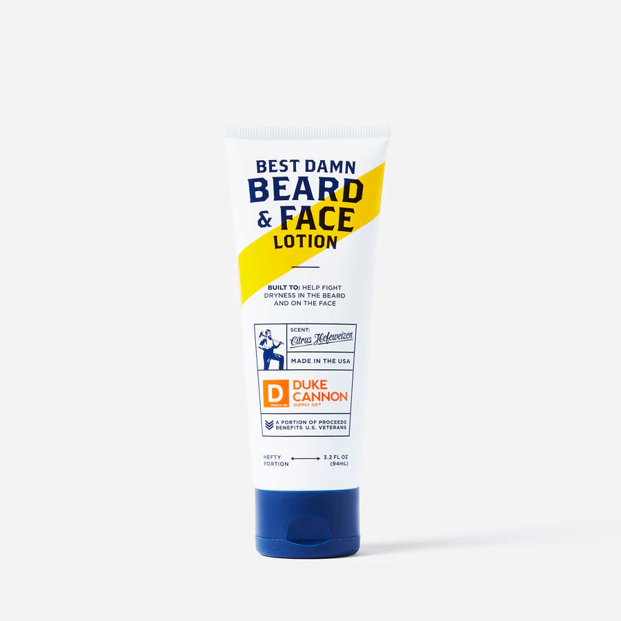 white tube of Beard & Face Lotion.
