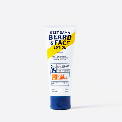 white tube of Beard & Face Lotion.