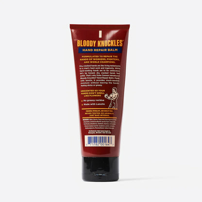 back view of Tube of Bloody Knuckles hand repair balm on a white background