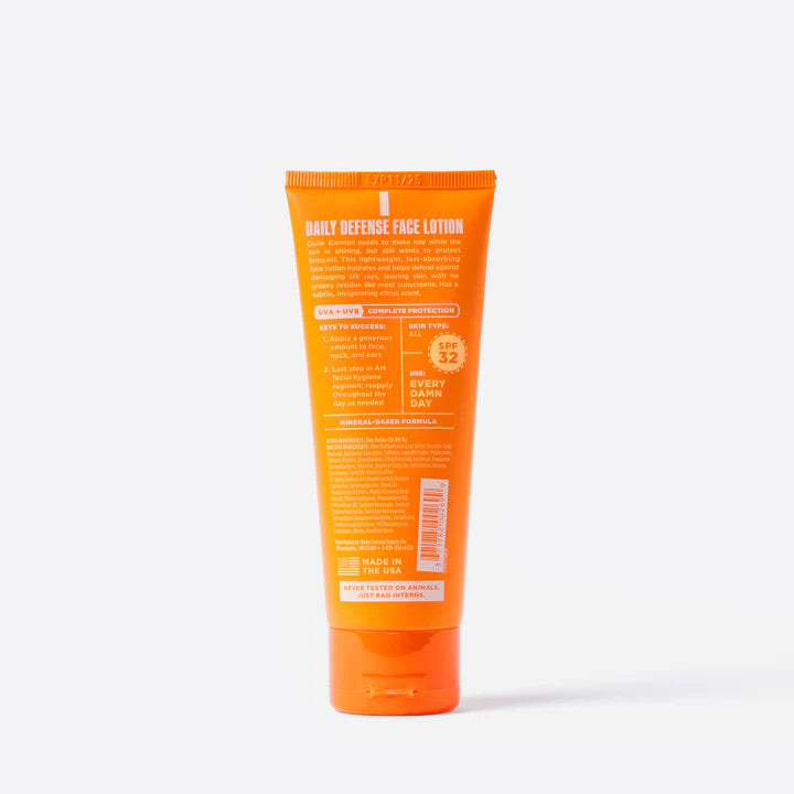 back view of tube of Daily Defense Face Lotion