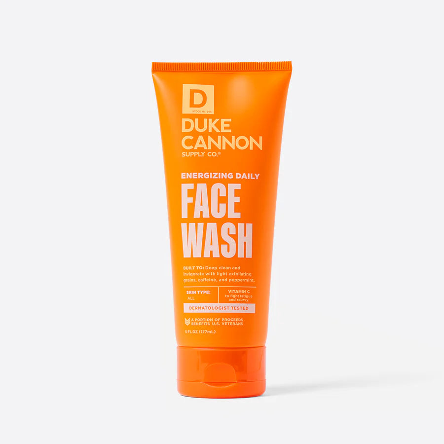 orange tube of energizing face wash.