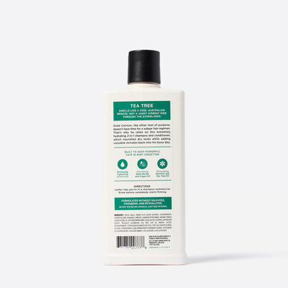back view of Duke Cannon shampoo and conditioner bottle on a white background